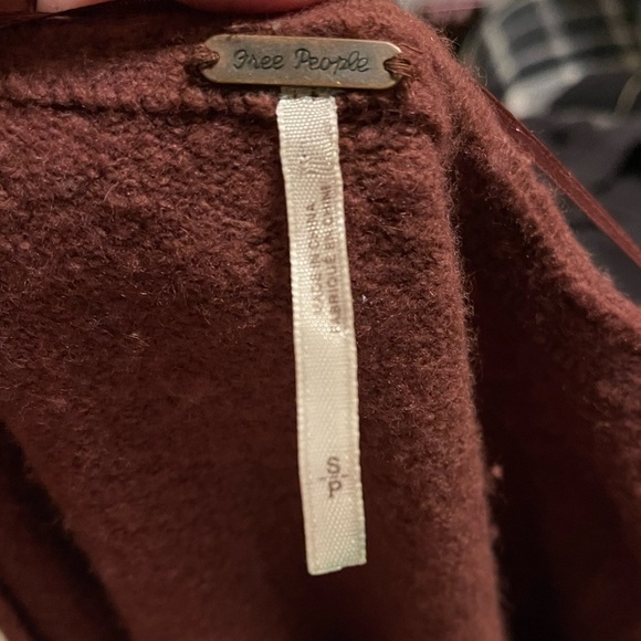 Free People V Neck Tunic Sweater Top Relaxed Fit Oversized Brown Pullover - Picture 6 of 10